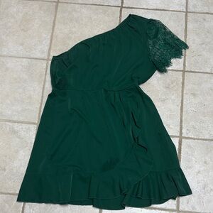 Elegant One-Shoulder Green Dress